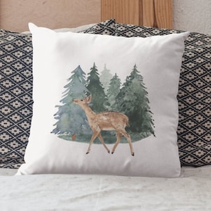 Winter trees with deer pillow cover | Farmhouse decor | Winter decor | Cozy winter decor