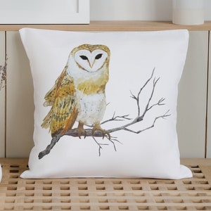 Owl throw pillow cover, Woodland pillow case, Owl lover cushion cover, Various sizes