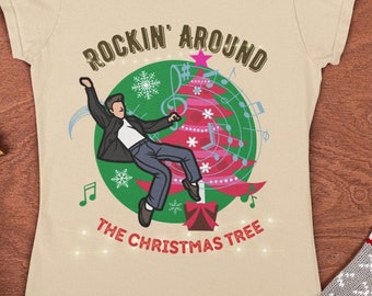 Rockin' Around the Christmas Tree unisex t-shirt | Rock and Roll Music Lovers Christmas shirt