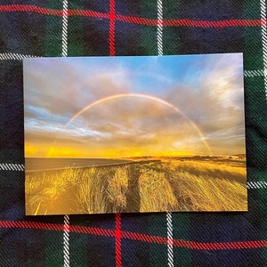 Dubbele regenboog Schotse landschapswenskaart
