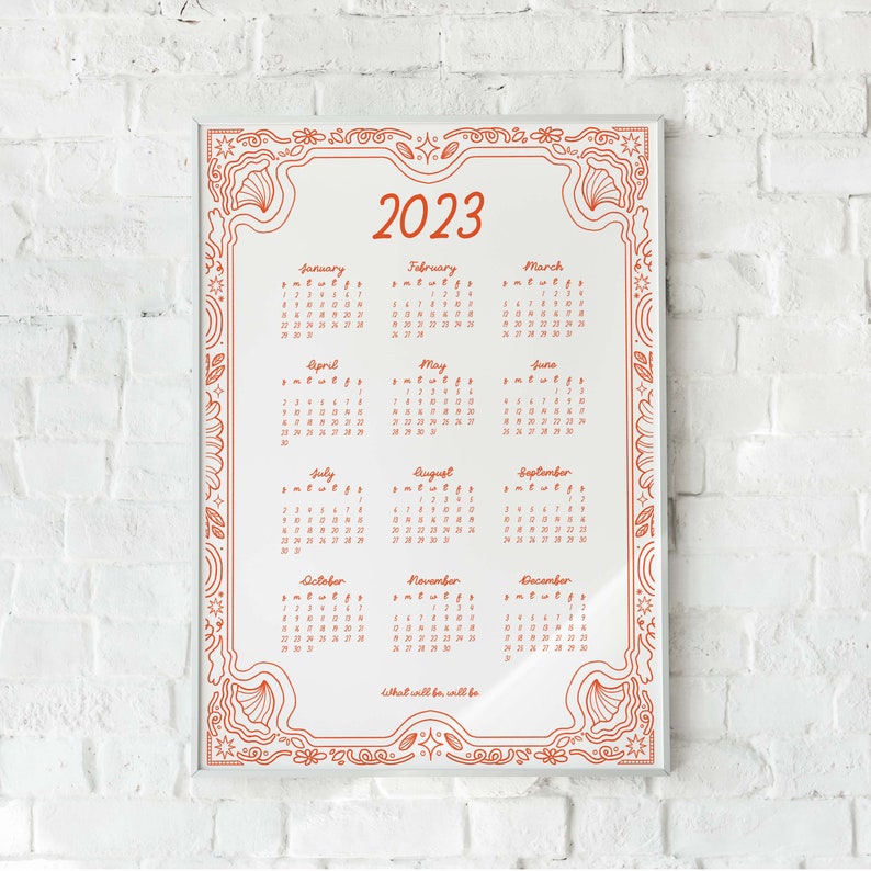 Simple Quirky 2023 Calendar Digital Download Print Wall Etsy