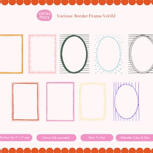 Hand Drawn Doodle Border Frame: SVG PNG Clipart Canva Editable (digital ...