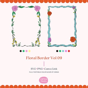 Ilustração de moldura de borda floral desenhada à mão SVG PNG, borda ondulada com floral em PNG, moldura de doodle desenhada à mão, borda de arco e floral