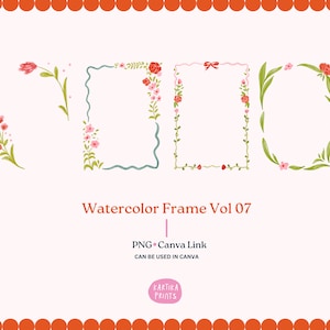 手描きの花のボーダーフレームのイラスト PNG、PNG のリボン付き波型ボーダー、水彩ボーダーフレーム、渦巻きとスカラップの水彩ボーダー