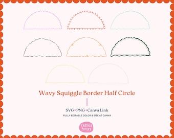 Cornice con bordo ondulato scarabocchio: pacchetto SVG PNG disegnato a mano (download digitale)