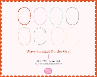 Illustrazione con cornice con bordo ondulato: pacchetto SVG PNG disegnato a mano (download digitale)