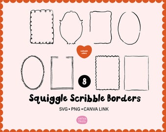 Handgezeichnete gewellte Bordüre Illustration: SVG, PNG, & Canva Link
