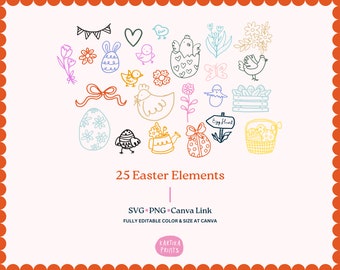 Handritad påskhare och ägg Clipart: SVG, PNG, PDF (digital nedladdning)