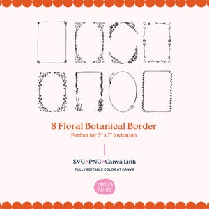 手描きの花のボーダーフレームのイラスト SVG PNG、落書きのボーダーフレーム PNG、手描きの招待状のボーダーフレーム