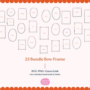 Bundle Hand Drawn Wavy Squiggle Border Frame Illustration SVG PNG, Wavy Border with Bow in PNG, Swirl and Scalloped Doodle Border