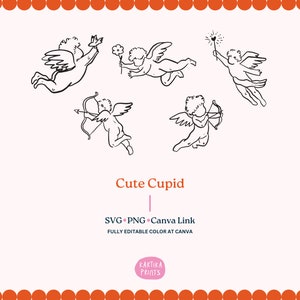 Ilustração de cupido desenhada à mão SVG PNG - desenho de arte de linha de cupido, estilo francês caprichoso de cupido, convite de casamento e ícone de festa de noivado