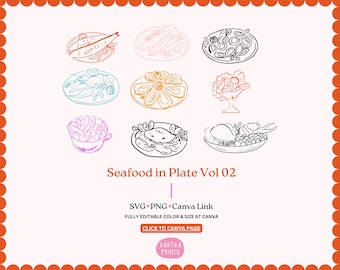 Seafood Illustration SVG Bundle: Hand-Drawn Fish, Shrimp, Oyster Clipart (Digital Download)