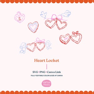 Bundle handgezeichnete Umrisse Liebesmedaillon Illustration für Hochzeitseinladung SVG PNG, Partyeinladungselemente, Hochzeitseinladung ClipArt