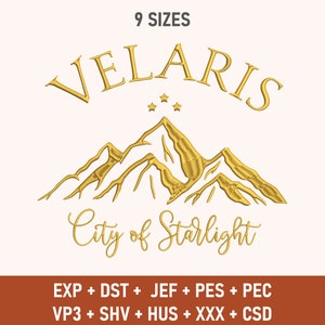 Velaris Embroidery Design, City Of Starlight, Acotar Embroidery Design, Book Lover Embroidery, Digital File, Acotar Shirt, Embroidery Design