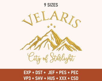 Velaris Embroidery Design, City Of Starlight, Acotar Embroidery Design, Book Lover Embroidery, Digital File, Acotar Shirt, Embroidery Design