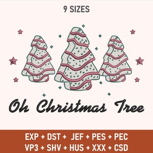 Oh Christmas Tree, Debbie Cake, Debbie Cake Christmas Tree Embroidery ,Christmas Tree Applique, Machine Embroidery Design, Multiple Sizes