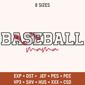 Baseball Mama Sport Embroidery Design, Mama Embroidery, Baseball Mama Embroidery, Mother&#39;s Day Gift, PES, Embroidery Files, Digital Download