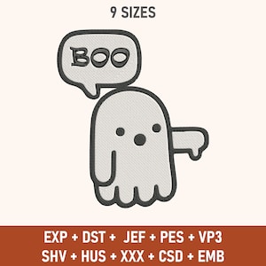 Ghost Embroidery File, Ghost Dislike Boo, Ghost Boo PES, Cute Ghost Embroidery, Halloween Embroidery, Instant Download, PES, Embroidery File