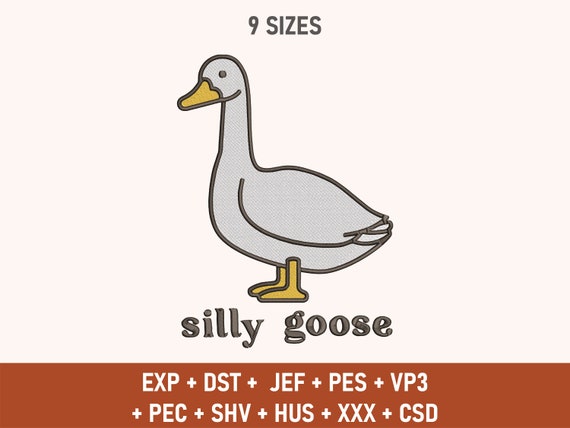 Embroidered Silly Goose, Goose Design, Goose Embroidery, Silly Goose, Funny Design, Funny Embroidered File, Digital File, Embroidery Design