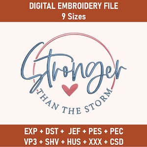 Stronger Than The Storm Embroidery Machine Design, Inspirational Design, Religious, Christian Embroidery, Bible Digital Embroidery Design