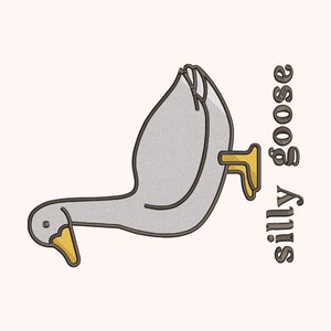 Embroidered Silly Goose, Goose Design, Goose Embroidery, Silly Goose, Funny Design, Funny Embroidered File, Digital File, Embroidery Design image 7