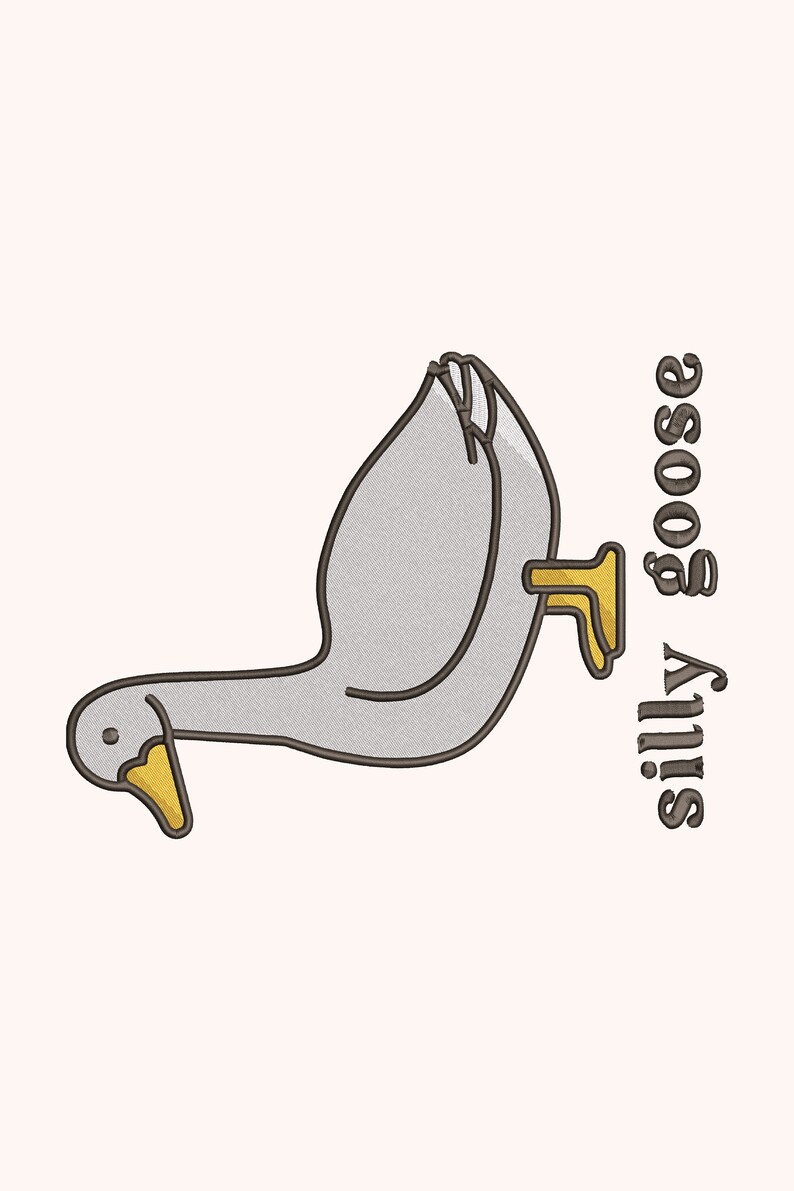 Embroidered Silly Goose, Goose Design, Goose Embroidery, Silly Goose, Funny Design, Funny Embroidered File, Digital File, Embroidery Design image 7
