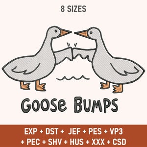 Embroidered Goose Bumps, Goose Bumps, Embroidered Goose, Silly Goose, Funny Design, Funny Embroidered File, Digital File, Embroidery Design