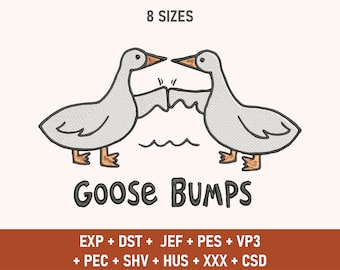Embroidered Goose Bumps, Goose Bumps, Embroidered Goose, Silly Goose, Funny Design, Funny Embroidered File, Digital File, Embroidery Design
