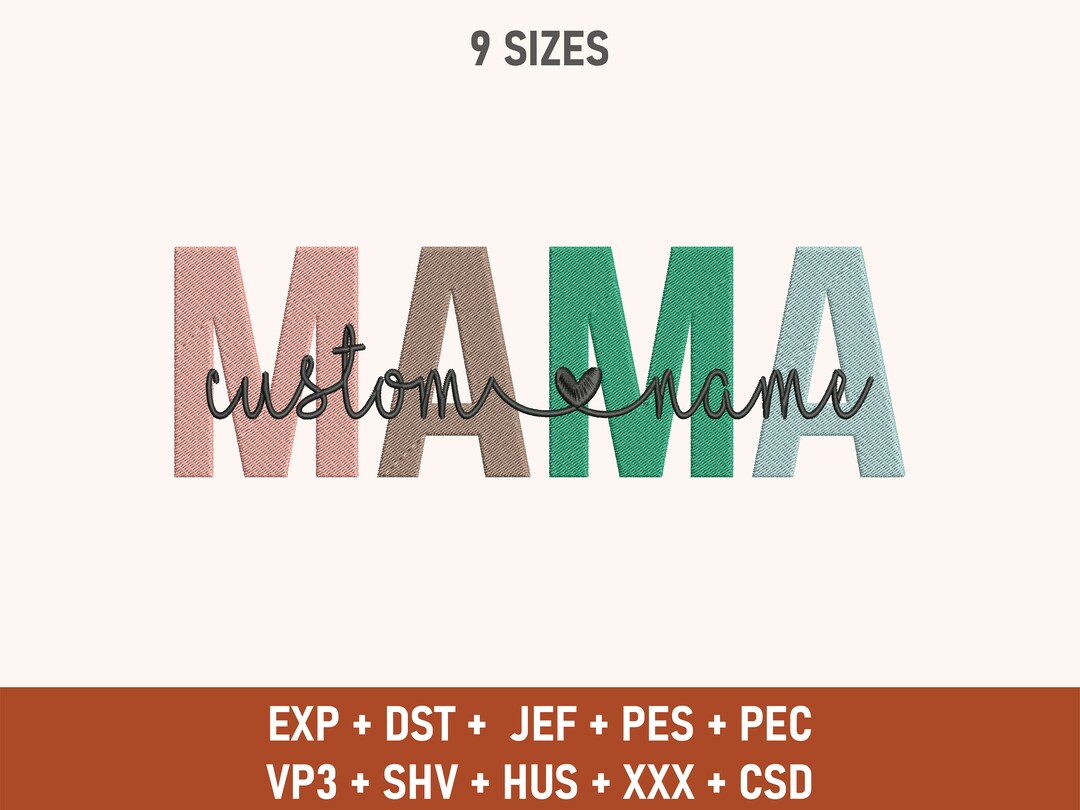 Custom Name With Mama Embroidery File, Mom With Names, Personalized ...
