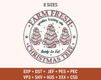 Weihnachtsbaum Stickdatei, Weihnachtsstickerei, Maschinenstickerei, Retro Weihnachten Stickdatei, verschiedene Größen