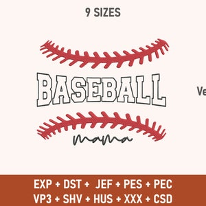 Baseball Mama Sport Embroidery Design, Mama Outline Embroidery, Baseball Mama Design, Mother&#39;s Day Gifts, Embroidery Files, Digital Download