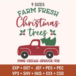 Christmas Tree Embroidery Designs, Machine Embroidery Designs, Christmas Embroidery Designs, Retro Christmas Embroidery File, Multiple Sizes