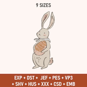 Bunny Machine Embroidery Design, Bunny With Easter Egg, Bunny, Easter Bunny Embroidery Designs, Embroidery, Digital File, Embroidery Design