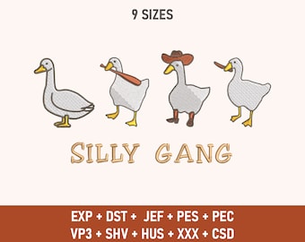 Silly Gang Embroidery, Goose Bumps, Embroidered Goose, Silly Goose, Funny Design, Funny Embroidered File, Digital Files, Embroidery Designs