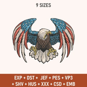 Bald Eagle Embroidery File, USA National Symbol Embroidery, United States of America Embroidery, Eagle Embroidery, America, Embroidery File