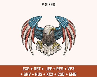 Bald Eagle Embroidery File, USA National Symbol Embroidery, United States of America Embroidery, Eagle Embroidery, America, Embroidery File