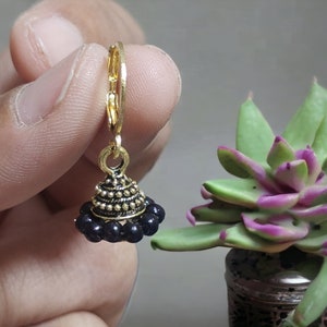 Indian Traditional Golden Antique Chandbali Earrings, Bohemian Earrings, Handmade Earrings, 2.7 cm