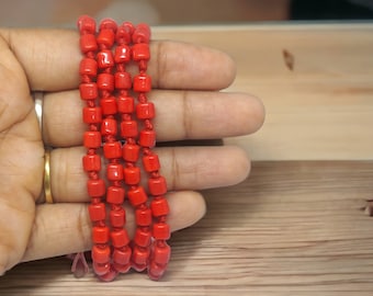 Red Coral 108 Bead Mala Necklace: Natural Italian Moonga Rosary