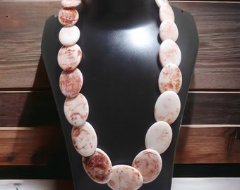 Oval Resin Statement Necklace: White Bold Jewelry