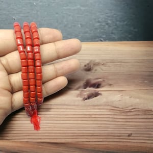 Red Coral 108 Beads Mala Necklace,Red Moonga Mala, Coral Gemstone Mala, Japa Mala, Hand Knotted Coral Tassel Necklace, Thanksgiving Gift