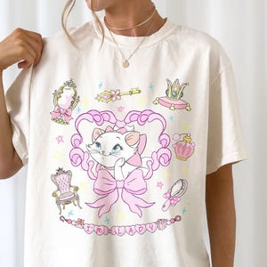 Coquette Bow aquarel Marie Cat I&#39;m A Lady-shirt, The Aristocats-shirt, Girls Trip-shirt, shirt kattenliefhebber