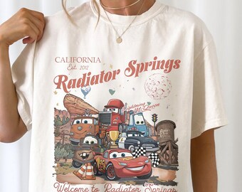 Vintage Radiator Springs Shirt, Lightning McQueen Shirt, Disney Cars Familien Shirts, Familienurlaub Shirt