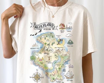 Neverland Map Shirt Peter Pan Shirt, Tinker Bell Wendy Flight to Neverland Shirt, Family Trip Shirt
