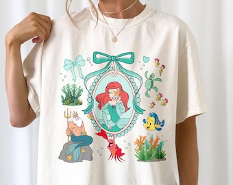 Coquette Bows Watercolor Ariel Princess Shirt, Girls Princess Shirt, Girl Trip 2025 Shirt, Princess Birthday Girl Shirt