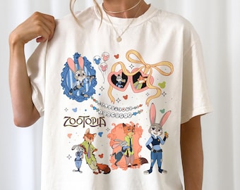 Coquette Rosett Akvarell Zootropolis-skjorta, Judy Hopps-skjorta, Nick Wilde-skjorta, Retro Zootropolis-skjorta, WDW Family 2026 Trip-skjorta