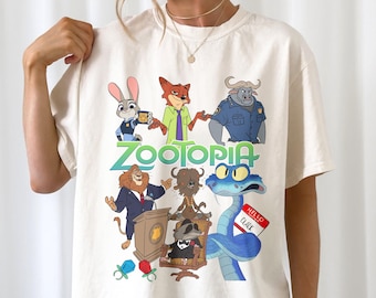 Vintage Zootopia Characters Shirt, Nick Wilde Judy Hopps Shirt, Family Trip Shirt, Zootopia Mickey Balloons Shirt