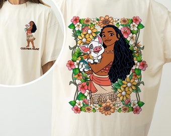 Custom 2-Sided Moana 2 Movie Shirt, Moana Hei Hei Rooster Pua Pig Floral Shirt, Family Trip Shirts, Magic Kingdom Shirt
