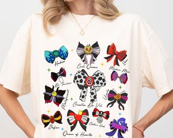 Villains Characters Coquette Bows Shirt, Ursula Maleficent Evil Queen Scar Hades Shirt, Bad Witches Club, WDW Girl Trip Shirt