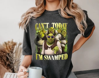 Shrek Funny Trending Shirt Can't Today I'm Swamped Shrek and Fiona Shirt, Disney Fiona Princess Gift, Shrek Face Meme Shirt