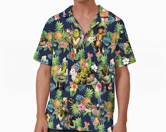 Disney Shrek Hawaiian Pineapple Shirt, Beware Ogre Aloha Vacation Shirt, Funny Shrek Button Up Shirt for Shrek Lover, Shrek Party